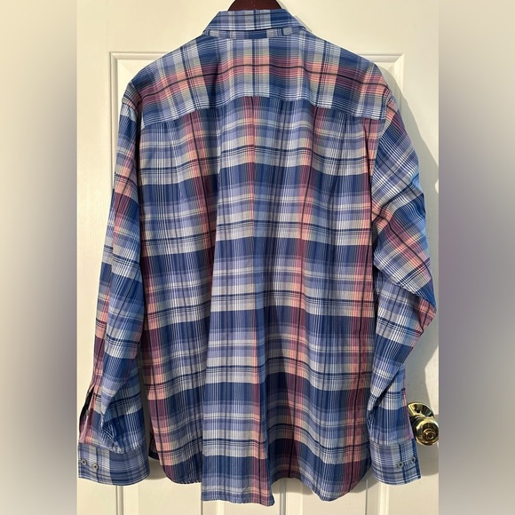 TOMMY BAHAMA Men’s XXL Long Sleeve Cotton Silk Blend Blue Pk Plaid Resort CLEAN - Picture 2 of 12